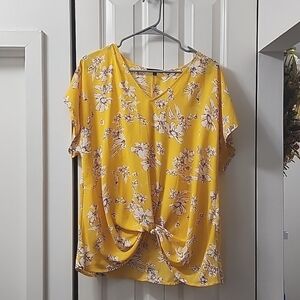 Bright Yellow twist front blouse